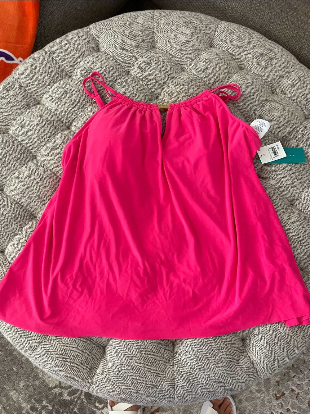 Aqua Green Hot Pink Tankini Bathing Suit Top